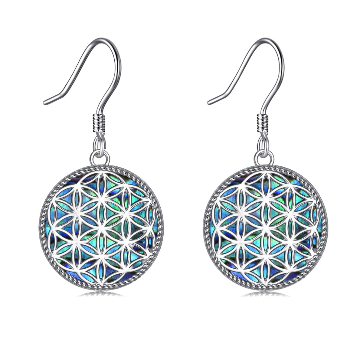 Pendientes de plata de ley Abalone Shellfish Celtic Knot Drop-1