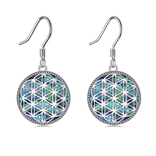 Sterling Silver Abalone Shellfish Celtic Knot Drop Earrings