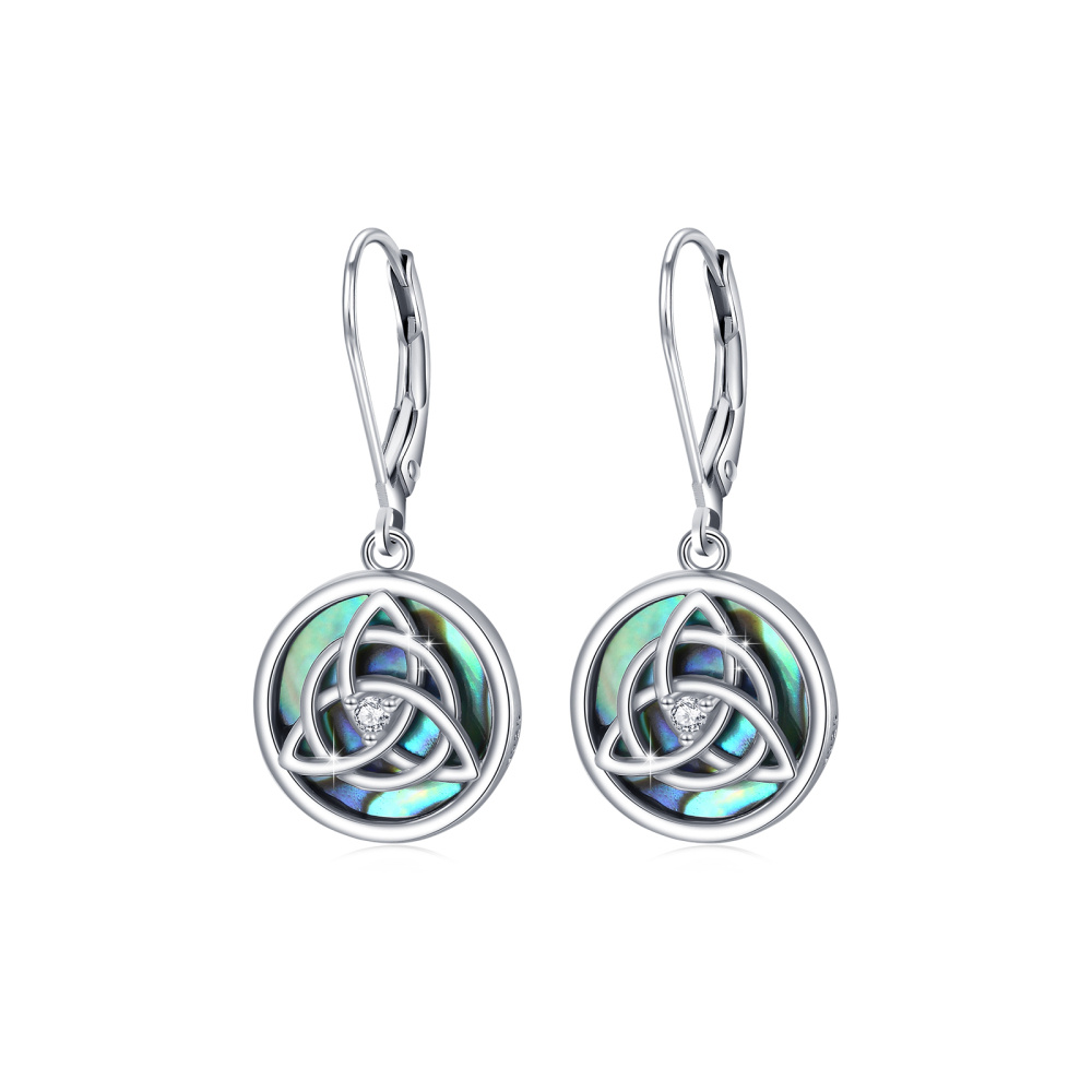 Sterling Silber Abalone Muscheln keltischen Knoten Hebel-zurück Ohrringe-1