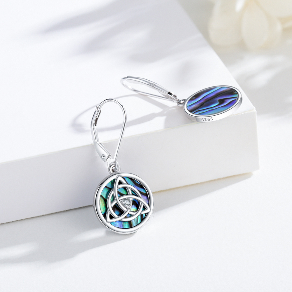 Sterling Silber Abalone Muscheln keltischen Knoten Hebel-zurück Ohrringe-6