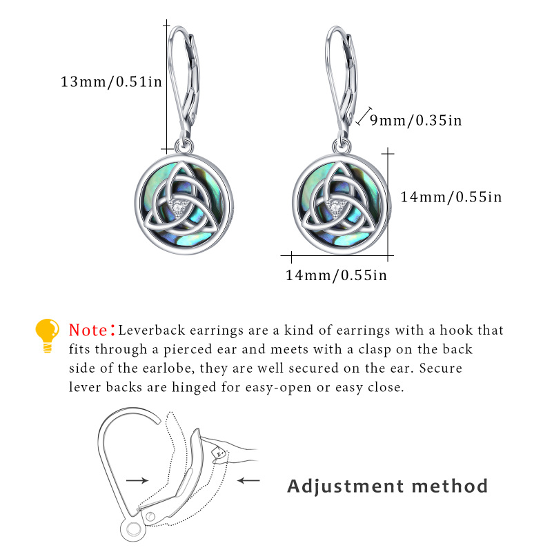 Sterling Silver Abalone Shellfish Celtic Knot Lever-back Earrings-8