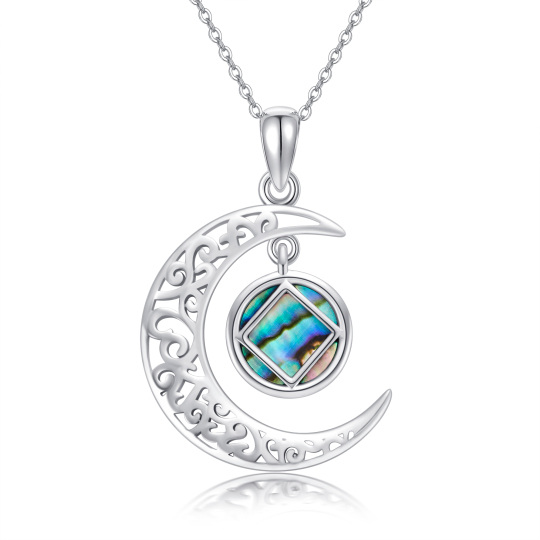 Collier en argent sterling avec pendentif Abalone Shellfish Celtic Knot Moon & Narcotics Anonymous