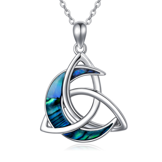 Collana con ciondolo in argento Sterling Abalone Shellfish Celtic Knot & Moon