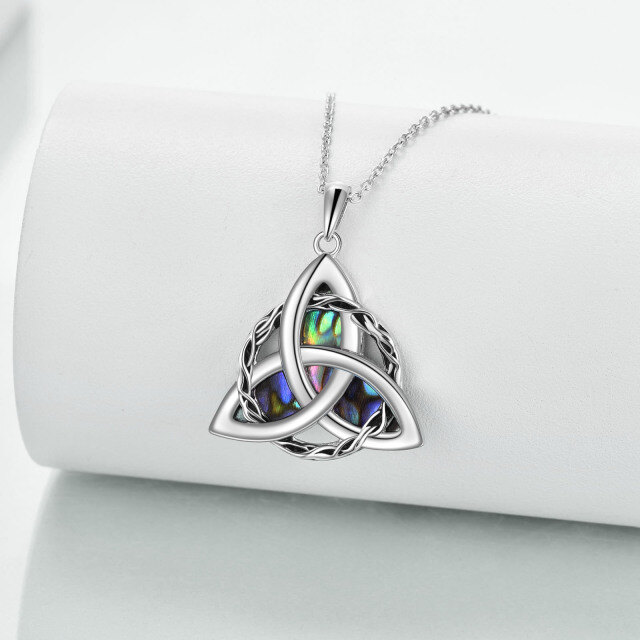 Sterling Silver Abalone Shellfish Celtic Knot Pendant Necklace-3