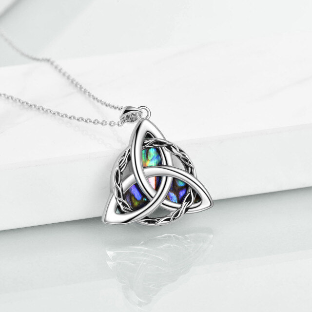 Collier en argent sterling avec pendentif nœud celtique en forme d'abalone et de coquillag-4