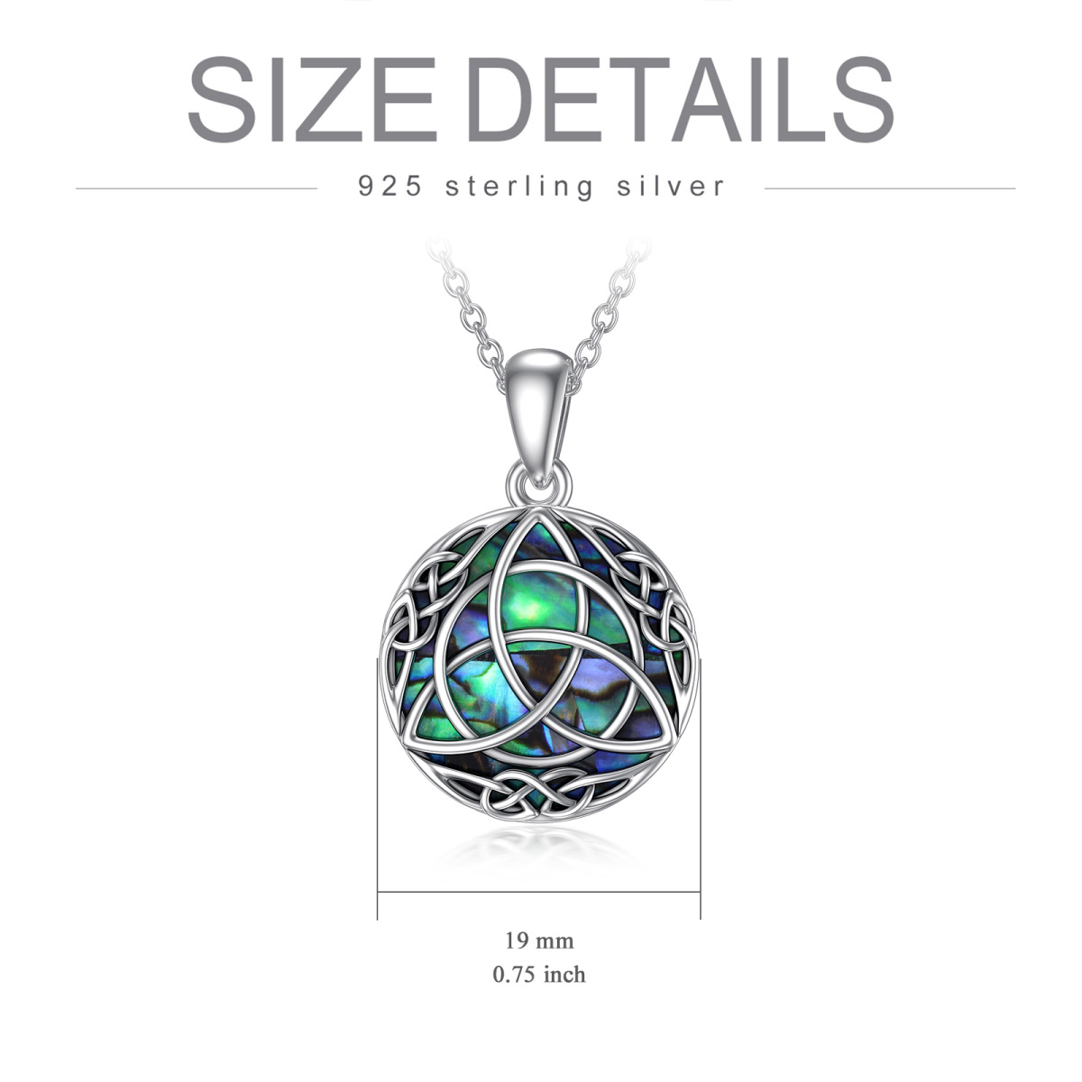 Sterling Silver Abalone Shellfish Celtic Knot Pendant Necklace-6