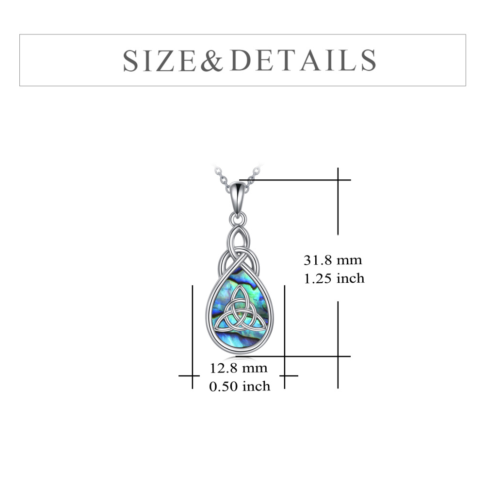 Sterling Silver Abalone Shellfish Celtic Knot & Drop Pendant Necklace for Women-5