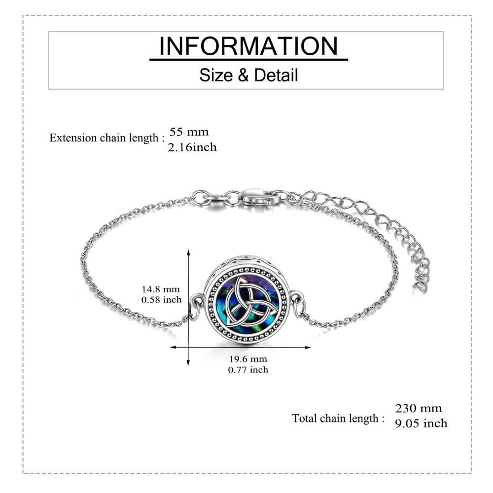 Sterling Silver Abalone Shellfish Celtic Knot Urn Bracelet for Ashes with Engraved Word-5