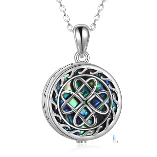 Sterling Silver Abalone Shellfish Celtic Knot Urn Necklace for Ashes with Engraved Word-4