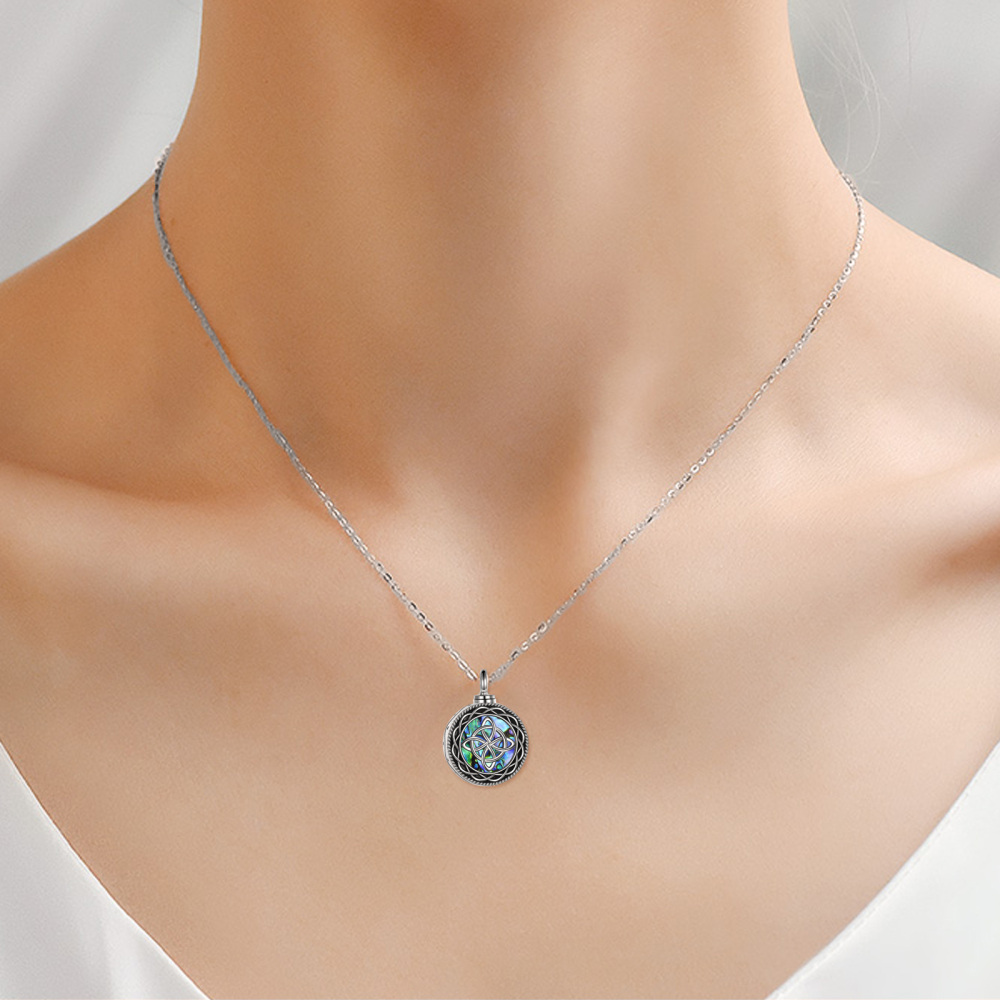 Sterling Silver Abalone Shellfish Celtic Knot Urn Necklace for Ashes-2