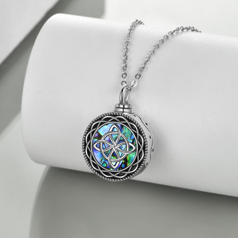 Sterling Silver Abalone Shellfish Celtic Knot Urn Necklace for Ashes-3