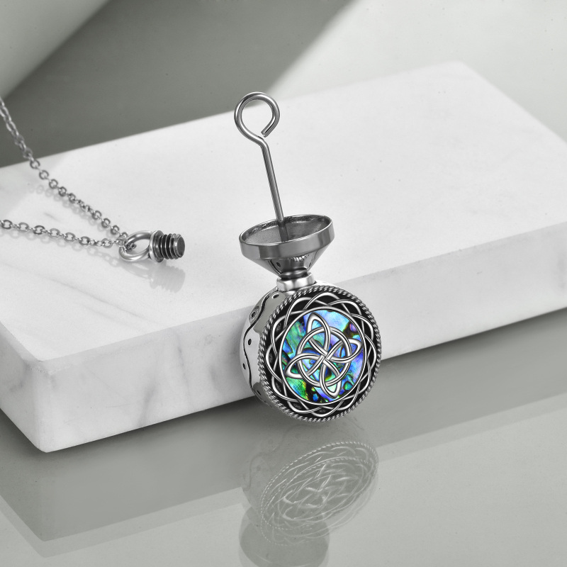 Sterling Silver Abalone Shellfish Celtic Knot Urn Necklace for Ashes-4