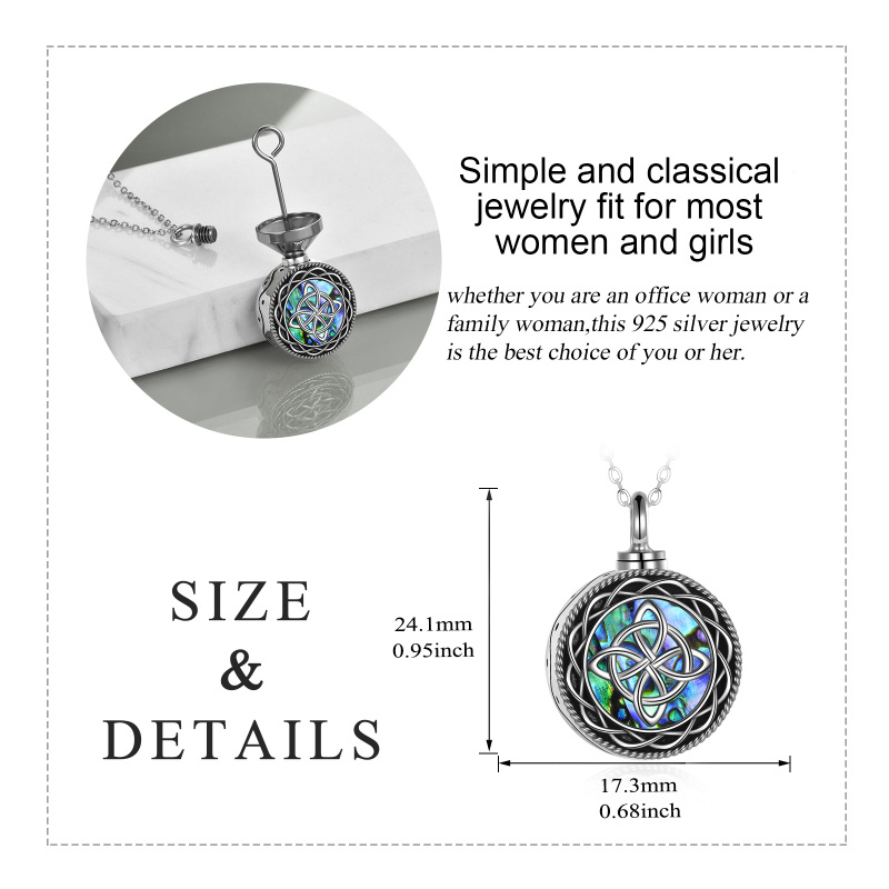 Sterling Silver Abalone Shellfish Celtic Knot Urn Necklace for Ashes-5