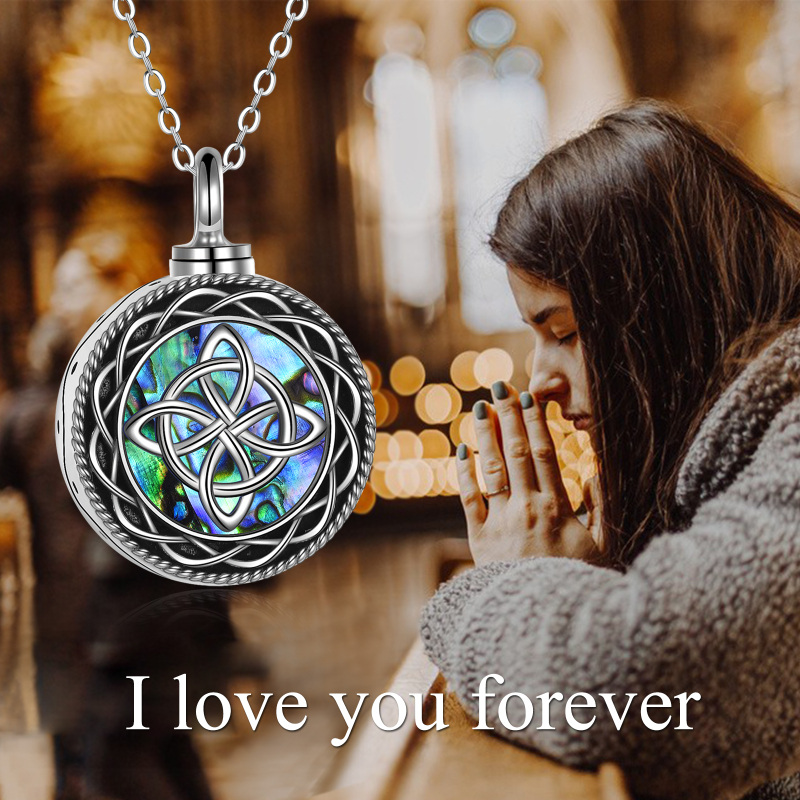 Sterling Silver Abalone Shellfish Celtic Knot Urn Necklace for Ashes-6