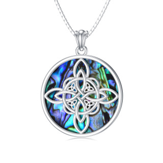 Sterling Silver Abalone Shellfish Celtic Knot Pendant Necklace For Unisex-5