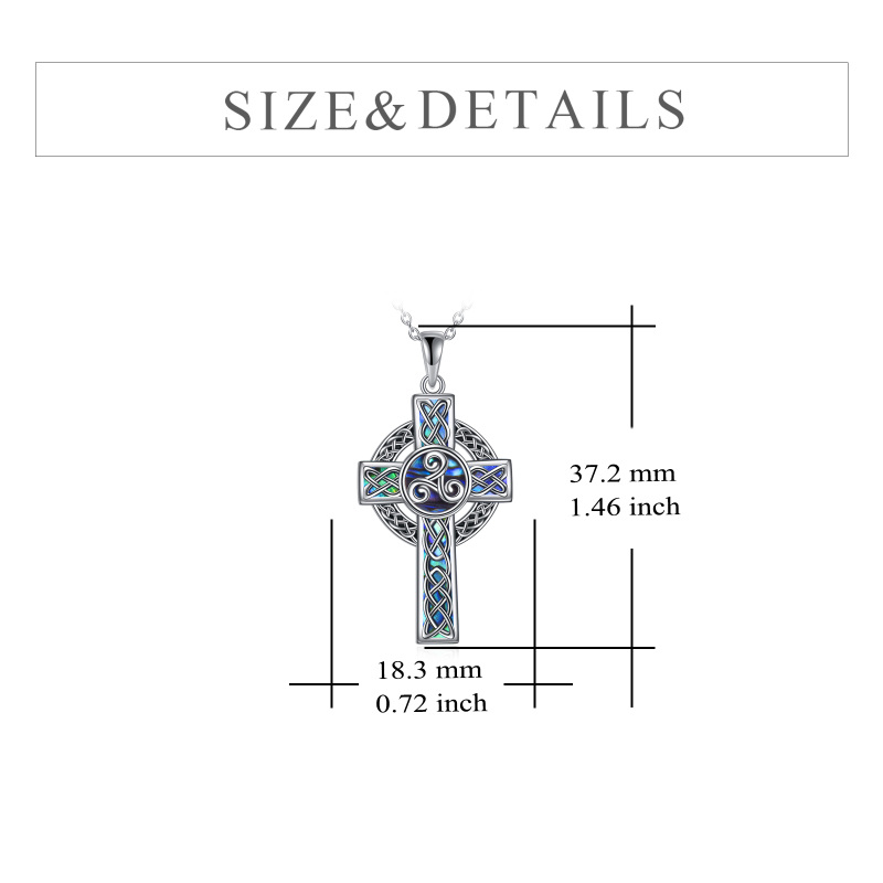 Sterling Silber Abalone Muschel Baum des Lebens mit keltischem Knoten Kreuz Anhänger Halskette für Frauen-5