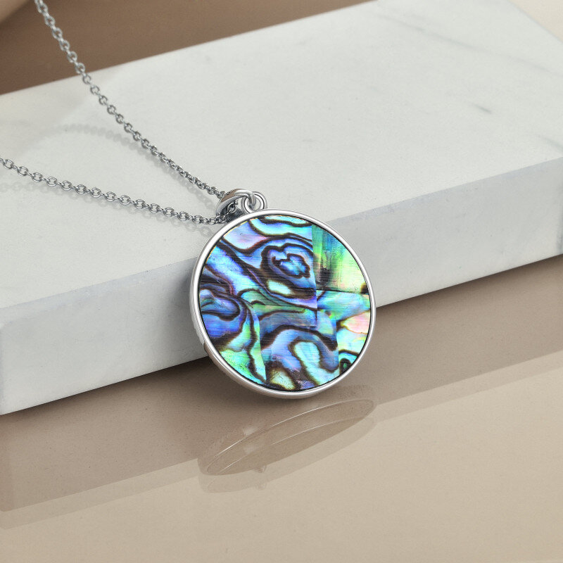 Sterling Silver Abalone Shellfish Chakras & Triple Moon Goddess Pendant Necklace-4