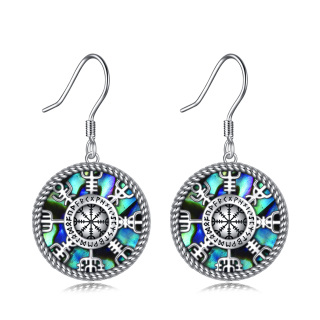 Sterling Silver Abalone Shellfish Compass Drop Earrings-14