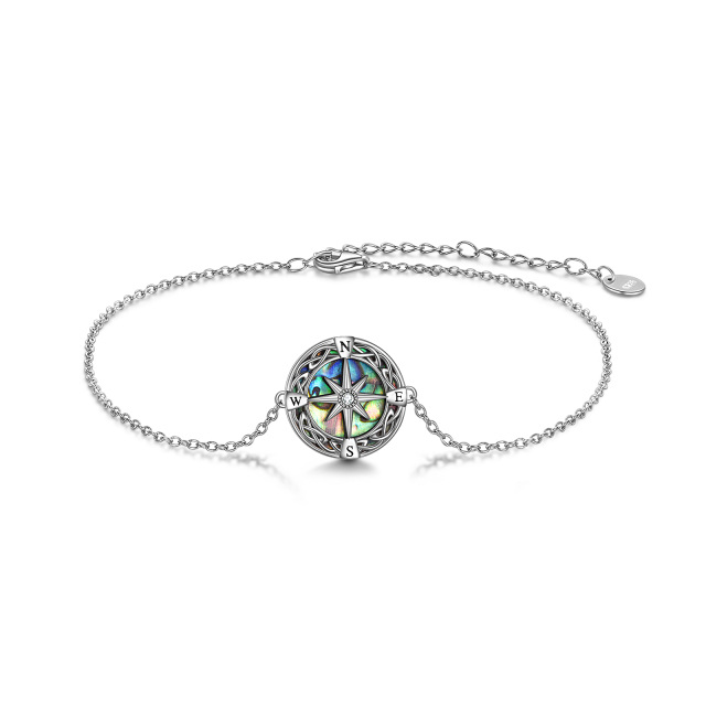 Bracelet pendentif boussole coquillage abalone en argent sterling