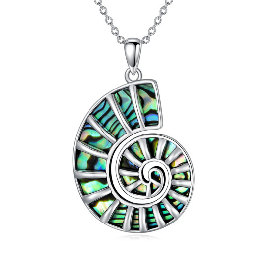 Collier en argent sterling avec pendentif abalone, coquillage et conque