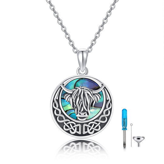 Sterling Silver Abalone Shellfish Cow Pendant Necklace