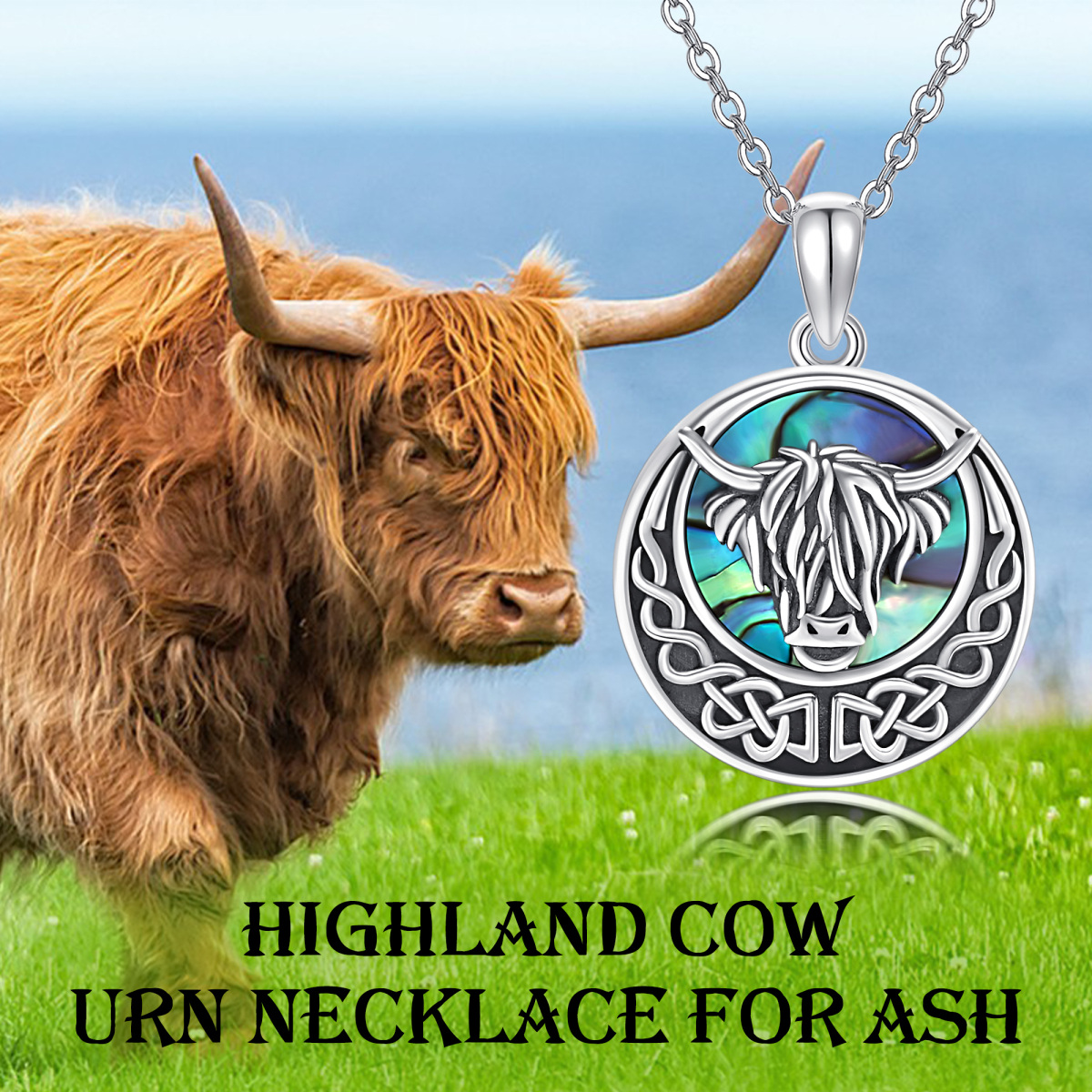 Collier en argent sterling avec pendentif Abalone Shellfish Cow-6