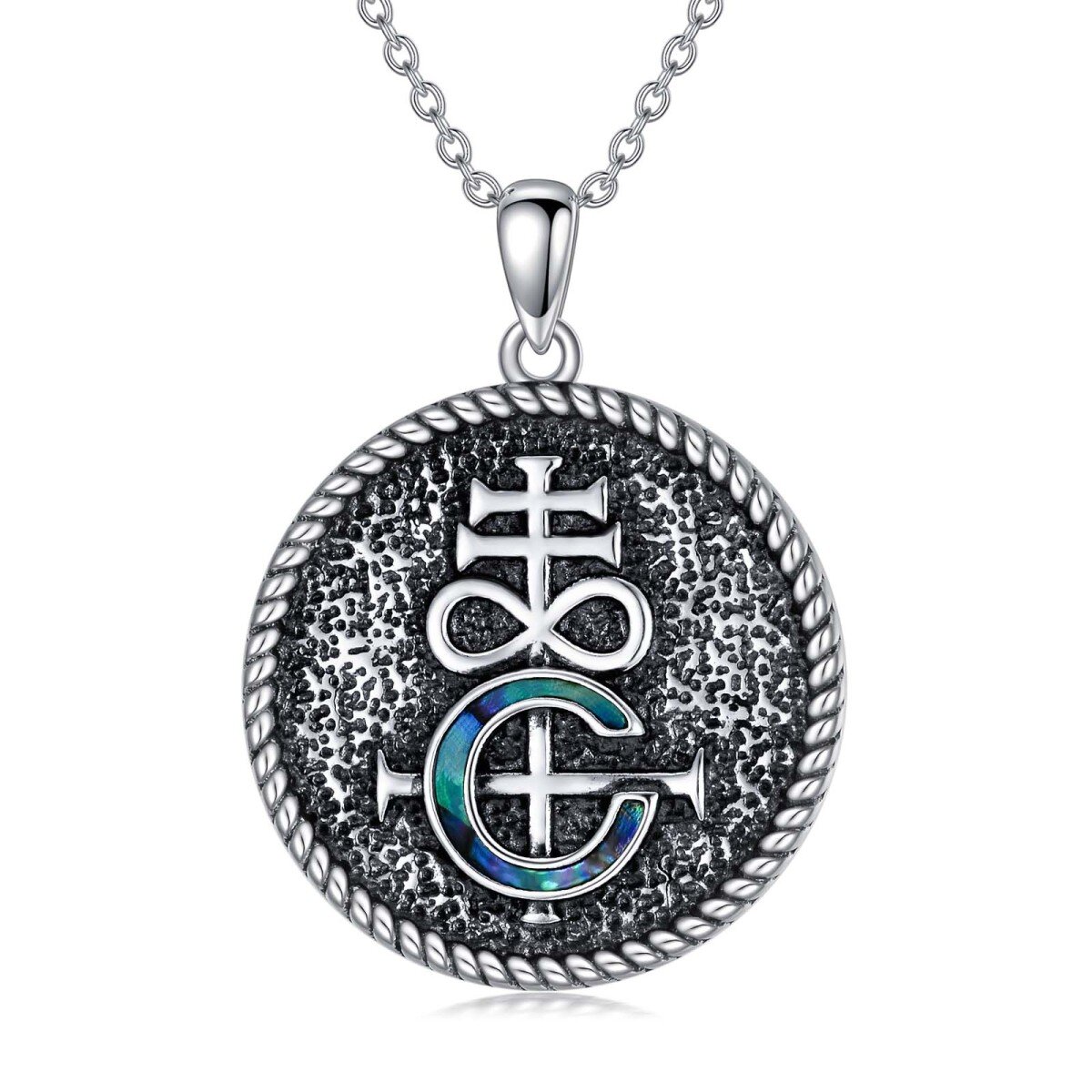 Collier en argent sterling avec pendentif en forme de croix en forme d'abalone et de coqui-1