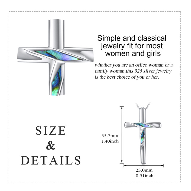 Sterling Silber Abalone Schalentier Kreuz Anhänger Halskette-6
