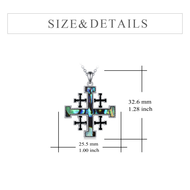 Sterling Silber Abalone Schalentier Kreuz Anhänger Halskette-6