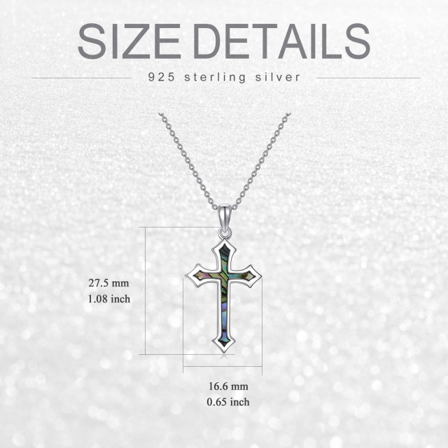 Sterling Silver Abalone Shellfish Cross Pendant Necklace-6