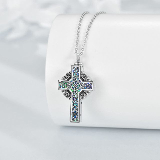 Urnen-Halskette mit Abalone-Muschel-Kreuz aus Sterlingsilber für die Asche-3