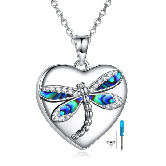 Sterling Silver Abalone Shellfish Dragonfly Urn Necklace for Ashes