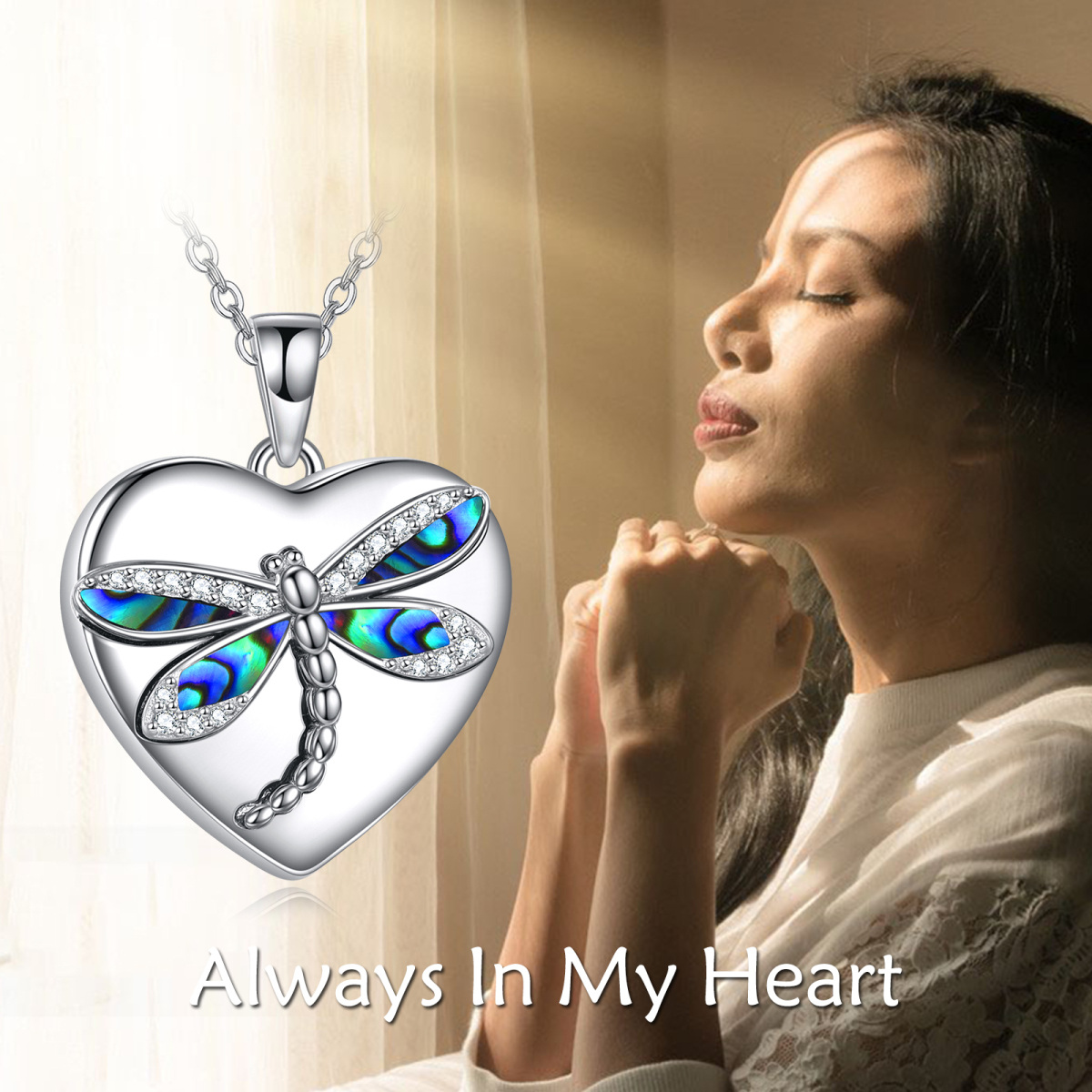 Sterling Silver Abalone Shellfish Dragonfly Urn Necklace for Ashes-3