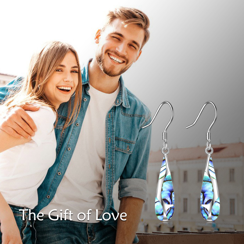 Tropfenförmige Ohrringe aus Sterlingsilber mit Abalone-Muscheln für Frauen-6