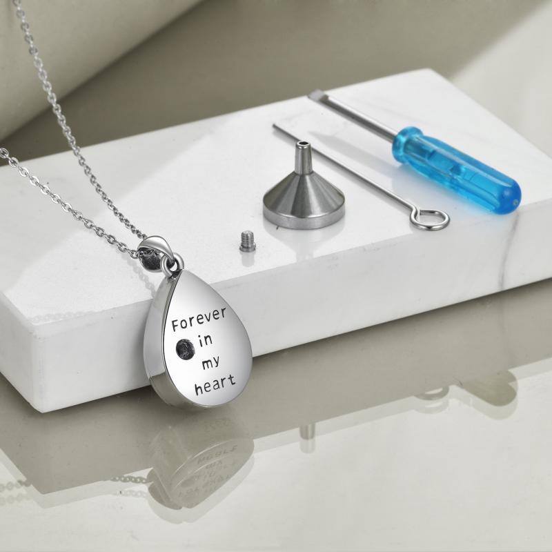 Sterling zilveren Abalone schelpdieren Drop vorm Urn ketting voor as met gegraveerde woord-4