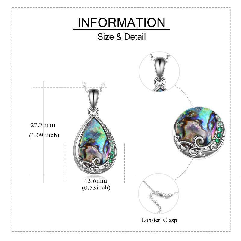 Sterling zilveren Abalone schelpdieren Drop vorm Urn ketting voor as met gegraveerde woord-5