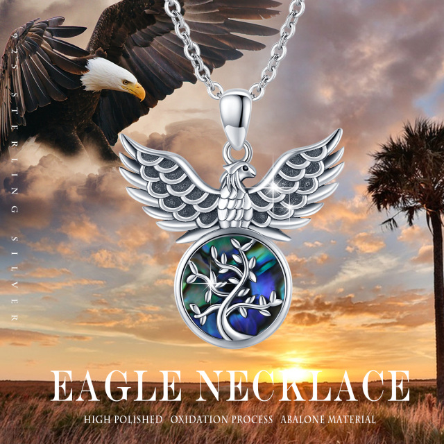 Collier pendentif aigle coquillages et coquillages en argent sterling-6