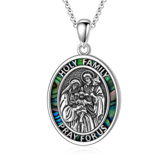 Collana con ciondolo padre e figlia in argento sterling con conchiglia abalone