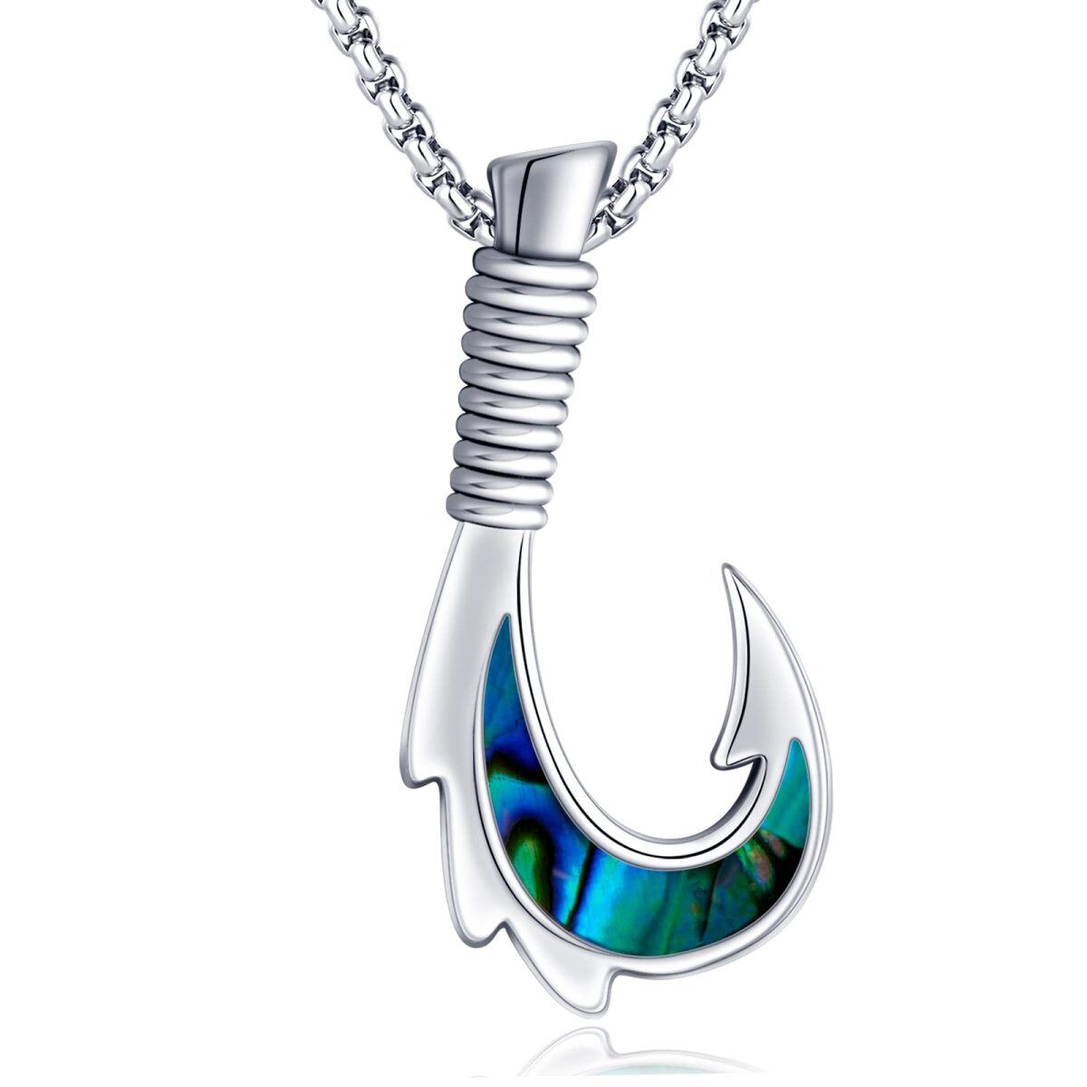 Collana con ciondolo a gancio in argento sterling con crostacei Abalone-1