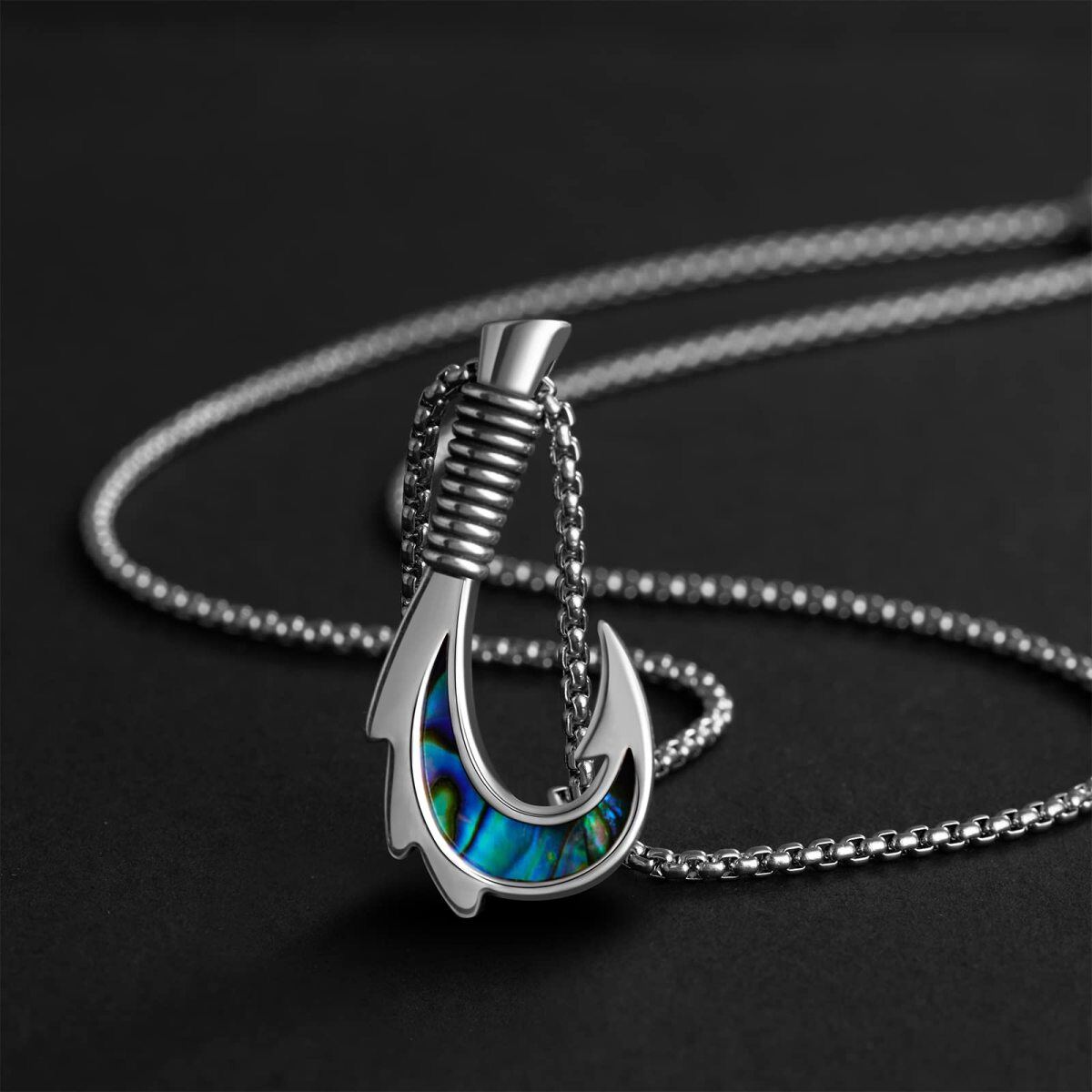 Collana con ciondolo a gancio in argento sterling con crostacei Abalone-3