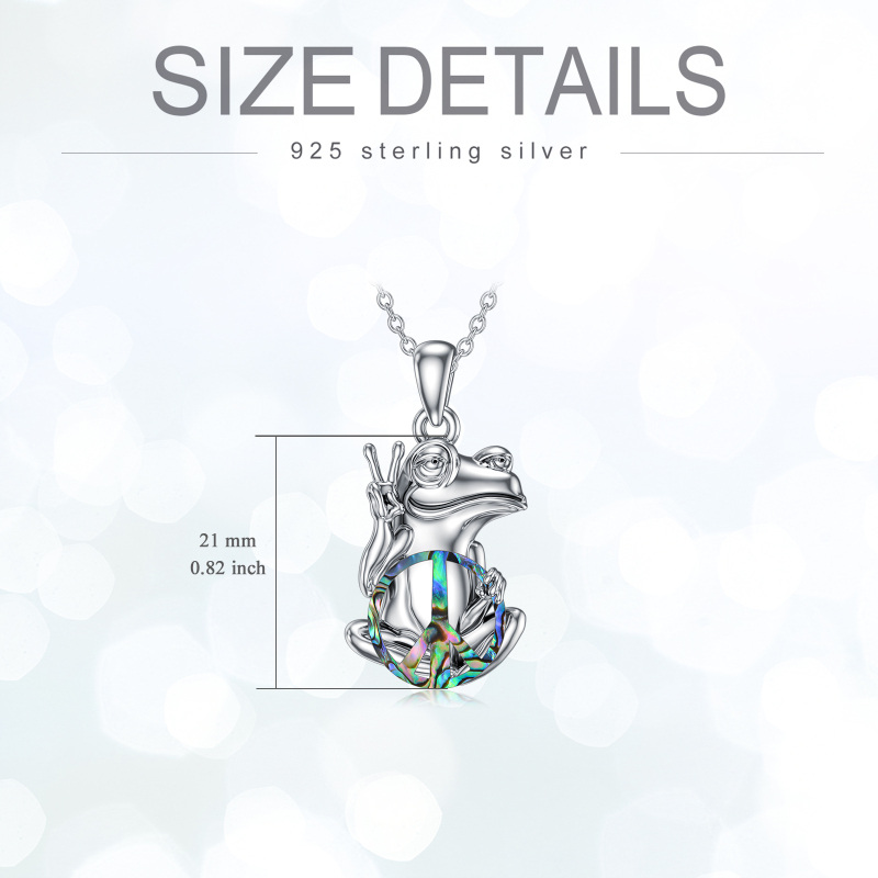 Sterling Silver Abalone Shellfish Frog Pendant Necklace-5