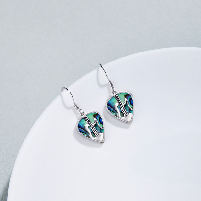 Pendientes de plata de ley Abalone Shellfish Guitar Drop-3