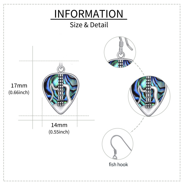 Pendientes de plata de ley Abalone Shellfish Guitar Drop-5