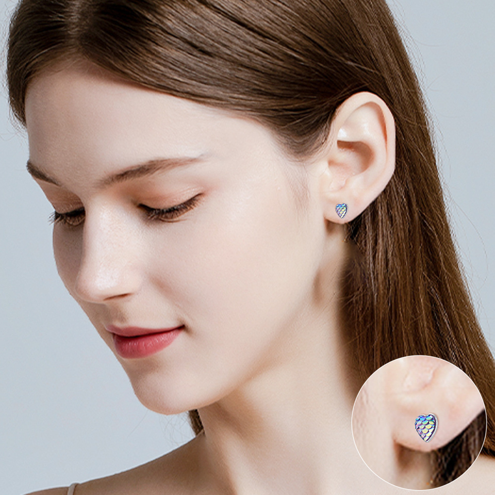 Orecchini a cuore con conchiglia Abalone in argento sterling-2