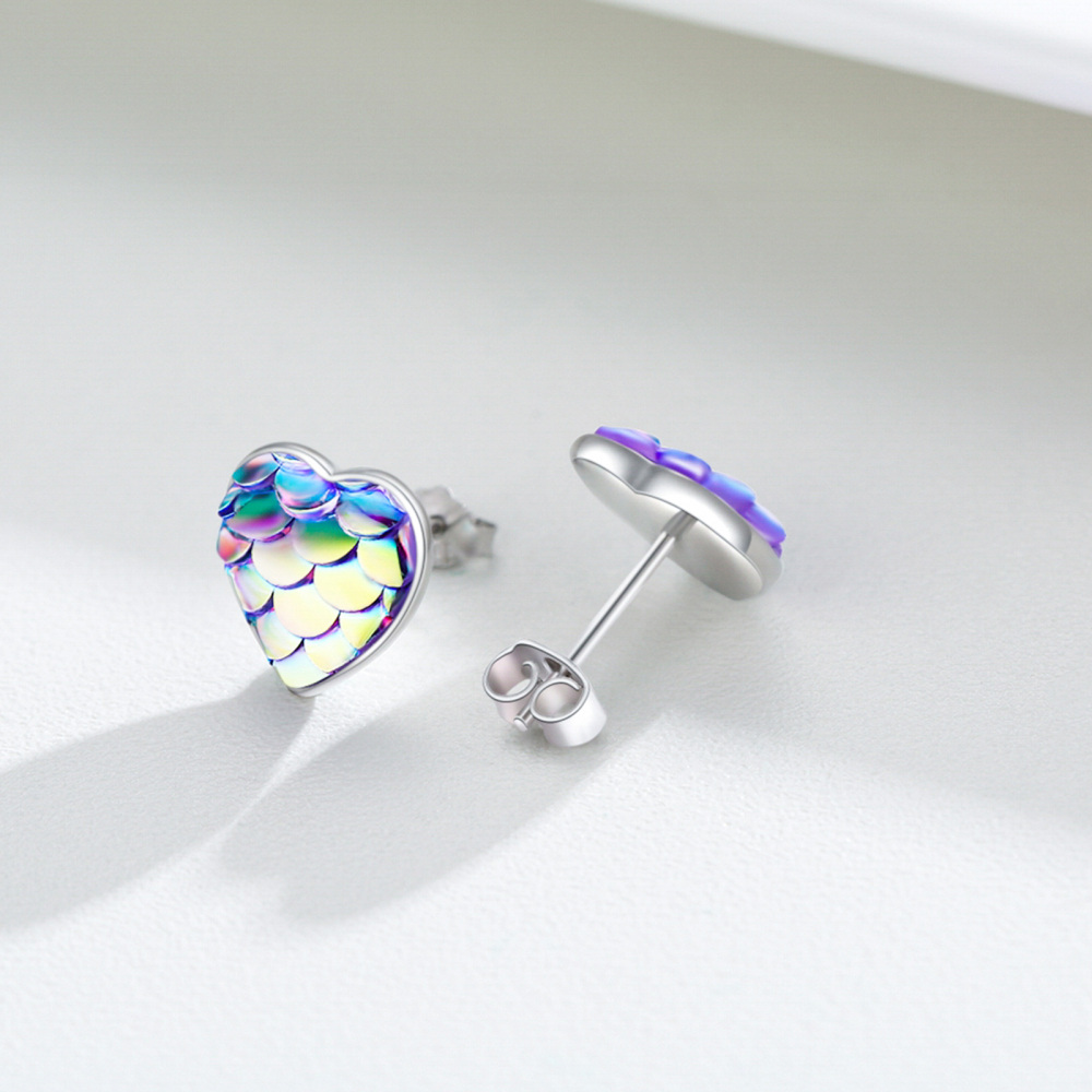 Orecchini a cuore con conchiglia Abalone in argento sterling-4