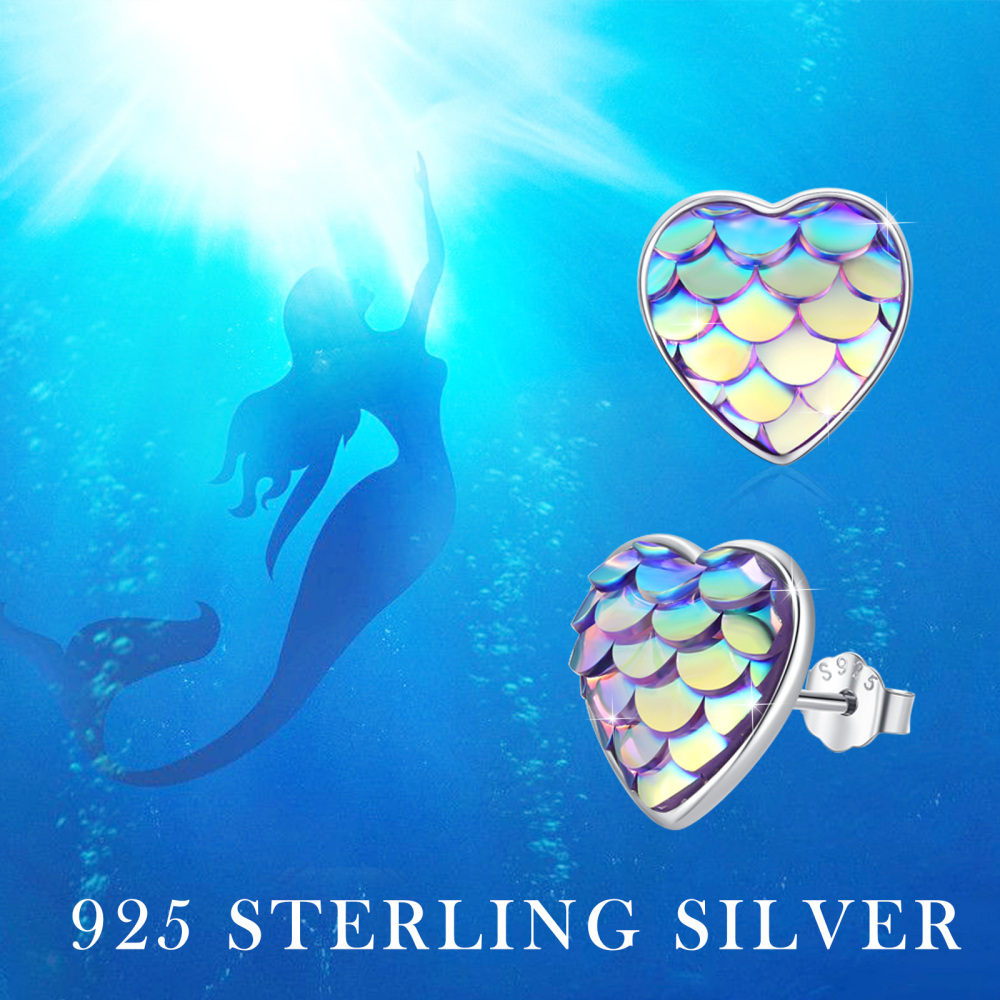 Orecchini a cuore con conchiglia Abalone in argento sterling-5