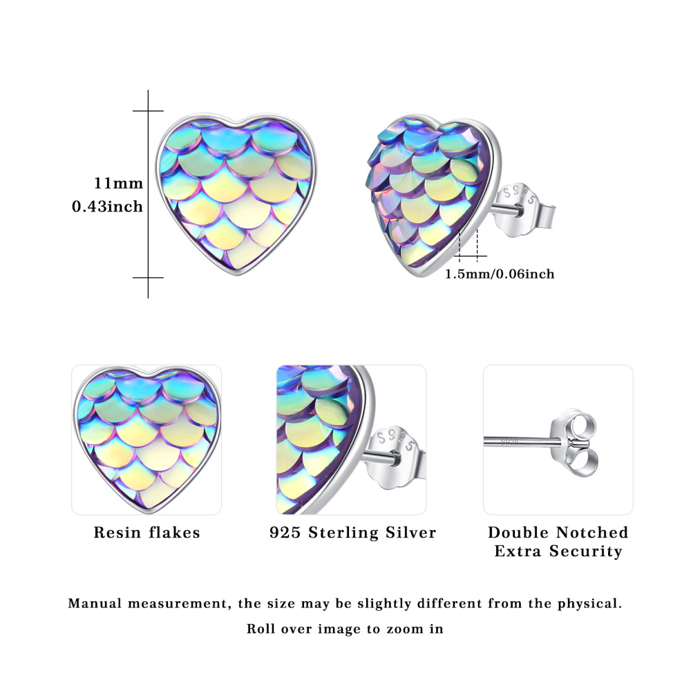 Orecchini a cuore con conchiglia Abalone in argento sterling-6