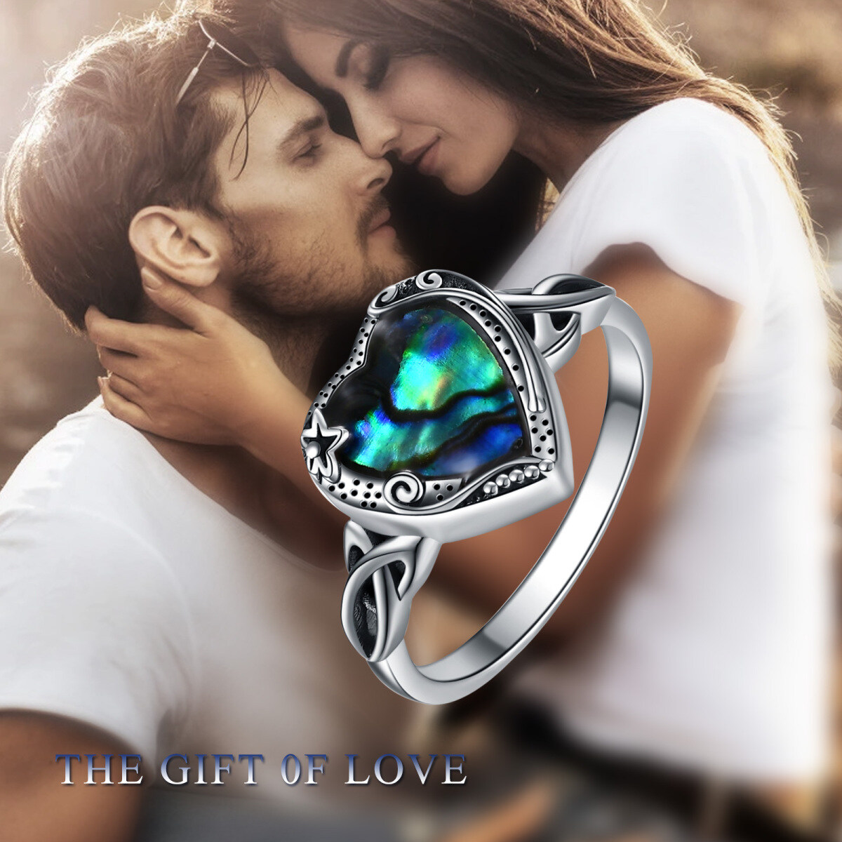 Bague en argent sterling Abalone Shellfish Heart Urn (Urne en forme de coeur)-6