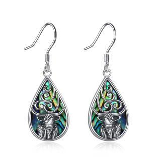 Sterling Silver Abalone Shellfish Highland Cow Drop Earrings For Women-5