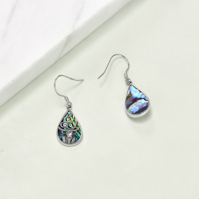 Pendientes Abalone Shellfish Highland Cow & Drop Shape de plata de ley-4